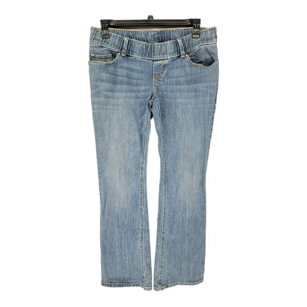 Old Navy Maternity Womens Jeans Boot Cut 8 Blue Woven Waistband Stretch Waist